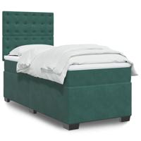 Boxspring met matras fluweel donkergroen 120x190 cm - thumbnail