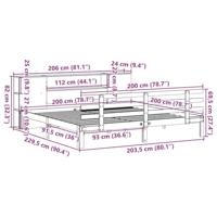Bed met boekenkast zonder matras massief grenenhout 200x200 cm - thumbnail