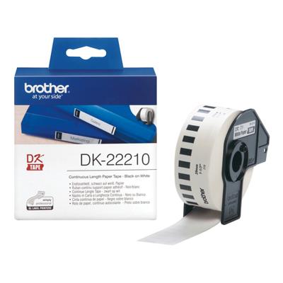 Continu Papier voor Printers Brother DK-22210 Wit 29 mm x 30,48 m Zwart Zwart/Wit (3 Stuks)