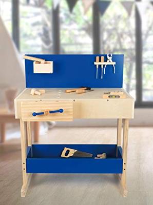 Small Foot houten speelgoedwerkbank blauw met accessoires Small Foot houten speelgoedwerkbank blauw met accessoires
