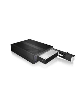 ICY BOX IB-176SSK-B EasySwap Harde schijf wisselframe voor 1x 3,5 inch HDD in 1x 5,25 inch inbouwsleuf, SATA III, ventilator, aluminium, zwart
