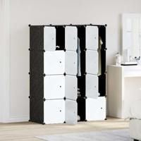 VidaXL Opbergmeubel met 12 vakken en ophangstangen polypropeen - thumbnail