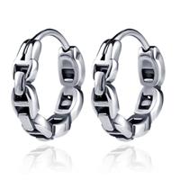 LGT JWLS RVS Oorringen zilverkleurig met schakels-design - thumbnail