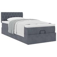 Ottoman bed met matras 100x200 cm fluweel donkergrijs - thumbnail