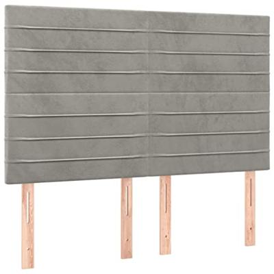 Hoofdbord LED 144x5x118/128 cm fluweel lichtgrijs