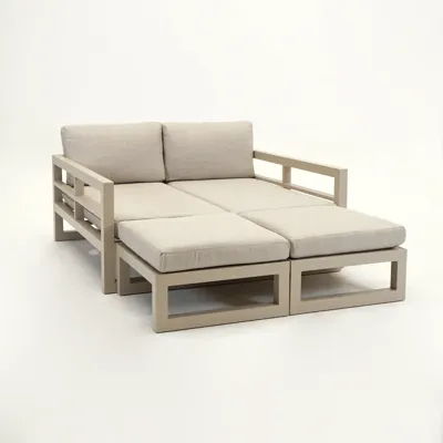 Grosso 4-zits bank + 2x hocker beige