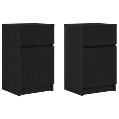 Nachtkastjes 2 st 39x35x65 cm bewerkt hout zwart