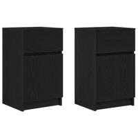 Nachtkastjes 2 st 39x35x65 cm bewerkt hout zwart - thumbnail
