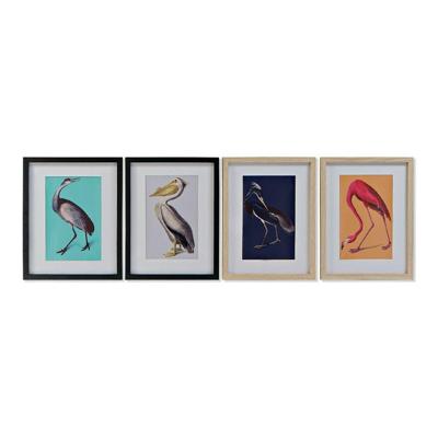 Schilderij DKD Home Decor S3013651 Vogels Tropisch (35 x 2 x 45 cm) (4 Stuks)