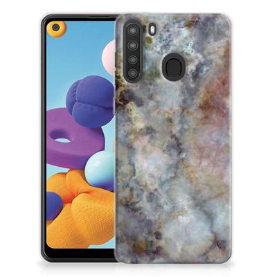 Samsung Galaxy A21 | TPU | Siliconen hoesje | Marmer Grijs