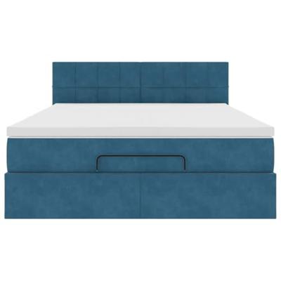 Ottoman bed met matras 140x200cm fluweel donkerblauw