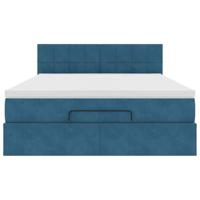 Ottoman bed met matras 140x200cm fluweel donkerblauw - thumbnail