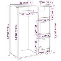 Kledingkast 80x40x110 cm bewerkt hout oud houtkleurig - thumbnail