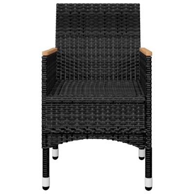 5-delige Bistroset poly rattan en gehard glas zwart