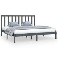 Bedframe massief grenenhout grijs 200x200 cm - thumbnail