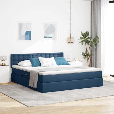 Opbergbed met LED met matras Blauw 180 x 200 cm Polyester