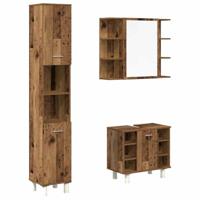 3-delige Badkamermeubelset bewerkt hout oud houtkleurig - thumbnail
