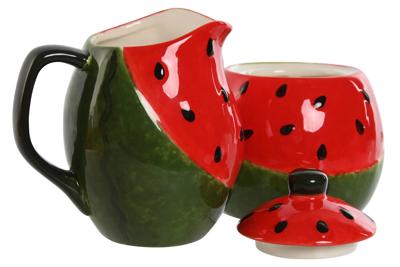 Melk- en Suikerpot Home ESPRIT Rood Groen Keramiek 11,5 x 9 x 11 cm 2 Onderdelen