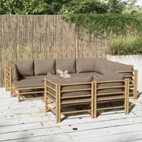 10-delige Loungeset met kussens bamboe taupe - thumbnail