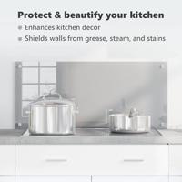 VidaXL Keuken spatscherm lichtgrijs 90 x 40 cm gehard glas - thumbnail