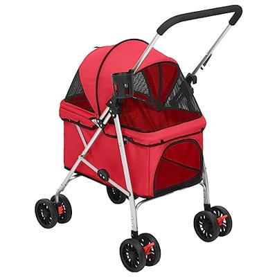 Hondenwagen inklapbaar 76x50x100 cm oxford stof rood - thumbnail