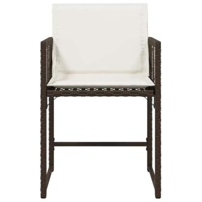 Tuinstoelen 4 st met kussens poly rattan bruin - thumbnail