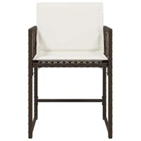 Tuinstoelen 4 st met kussens poly rattan bruin - thumbnail
