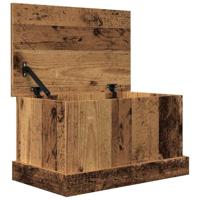 Opbergbox 30x50x28 cm bewerkt hout oud houtkleurig - thumbnail