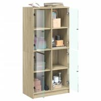Hoge kast met deuren 68x37x142 cm bewerkt hout sonoma eiken - thumbnail