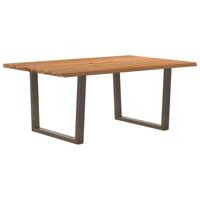 Eettafel met natuurlijke rand 180x120x74 cm massief eikenhout - thumbnail