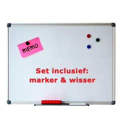 Whiteboard magnetisch Set 45 x 60 cm incl. marker, wisser en magneten Whiteboard magnetisch Set 45 x 60 cm incl. marker, wisser en magneten