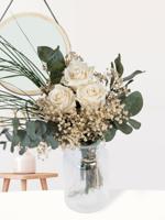 Wit long life boeket inclusief vaasje | 30 cm - thumbnail