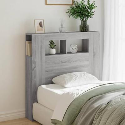 Hoofdeinde met LED 100x18,5x103,5 cm bewerkt hout grijs sonoma