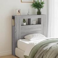 Hoofdeinde met LED 100x18,5x103,5 cm bewerkt hout grijs sonoma - thumbnail