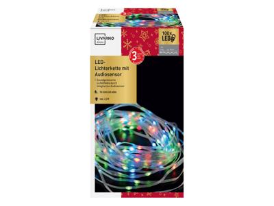 LIVARNO home LED-lichtsnoer met audiosensor 100 LED's (Transparant)
