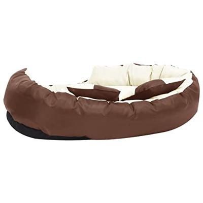VidaXL Hondenkussen omkeerbaar en wasbaar 110x80x23 cm bruin en crème