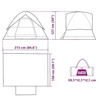 VidaXL Koepeltent 2-persoons waterdicht groen VidaXL Koepeltent 2-persoons waterdicht groen