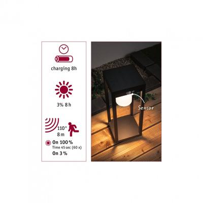 Paulmann 94572 Marisol Wandlamp op zonne-energie Energielabel: A (A - G) 5.5 W Warmwit Zwart