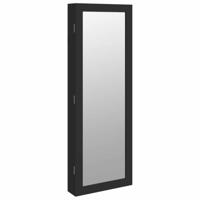 VidaXL Sieradenkast met spiegel wandgemonteerd 37,5x10x106 cm zwart - thumbnail
