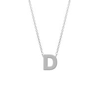 CO88 Ketting met hanger Letter D staal/zilverkleurig 42-47 cm 8CN-11003 - thumbnail