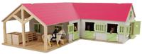Kids Globe globe paardenhoekstal met 3 boxen en berging roze 1:24 - thumbnail