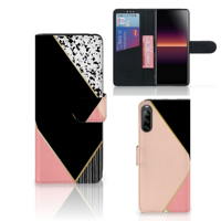 Sony Xperia L4 | Book Case | Zwart Roze Vormen - thumbnail