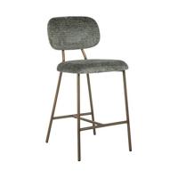 Richmond Barstoel 'Xenia' Chenille, kleur Groen (zithoogte 65cm) - thumbnail