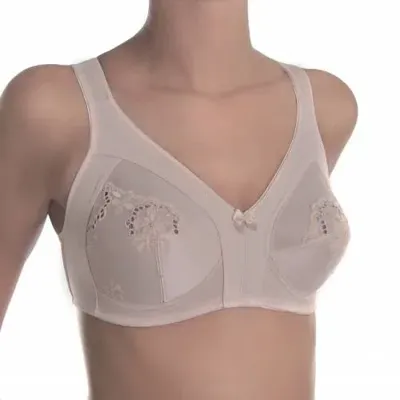 Sassa Mode soft Bh zonder beugel - 12906 - Brede bandjes - bh Grote maten - Wit - Huidskleur - 110D - 110D