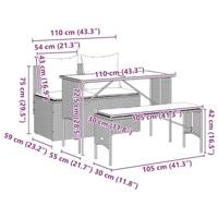 3-delige Tuinset met kussens poly rattan zwart - thumbnail