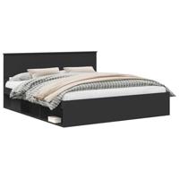 Bedframe met hoofdeinde Zwart 180 x 200 cm Massief grenenhout - thumbnail