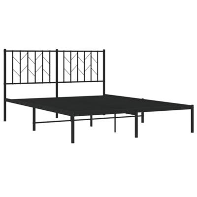 Bedframe met hoofdbord metaal zwart 140x200 cm
