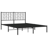 Bedframe met hoofdbord metaal zwart 140x200 cm - thumbnail
