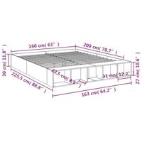 Bedframe bewerkt hout betongrijs 160x200 cm - thumbnail