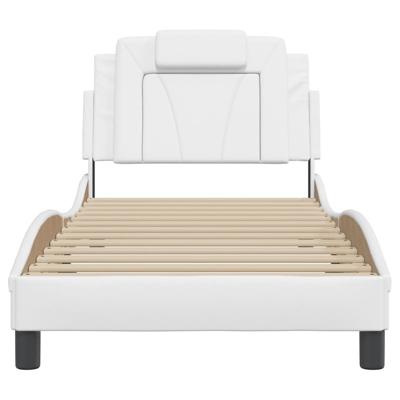 Bedframe met hoofdbord kunstleer wit 90x190 cm Bedframe met hoofdbord kunstleer wit 90x190 cm